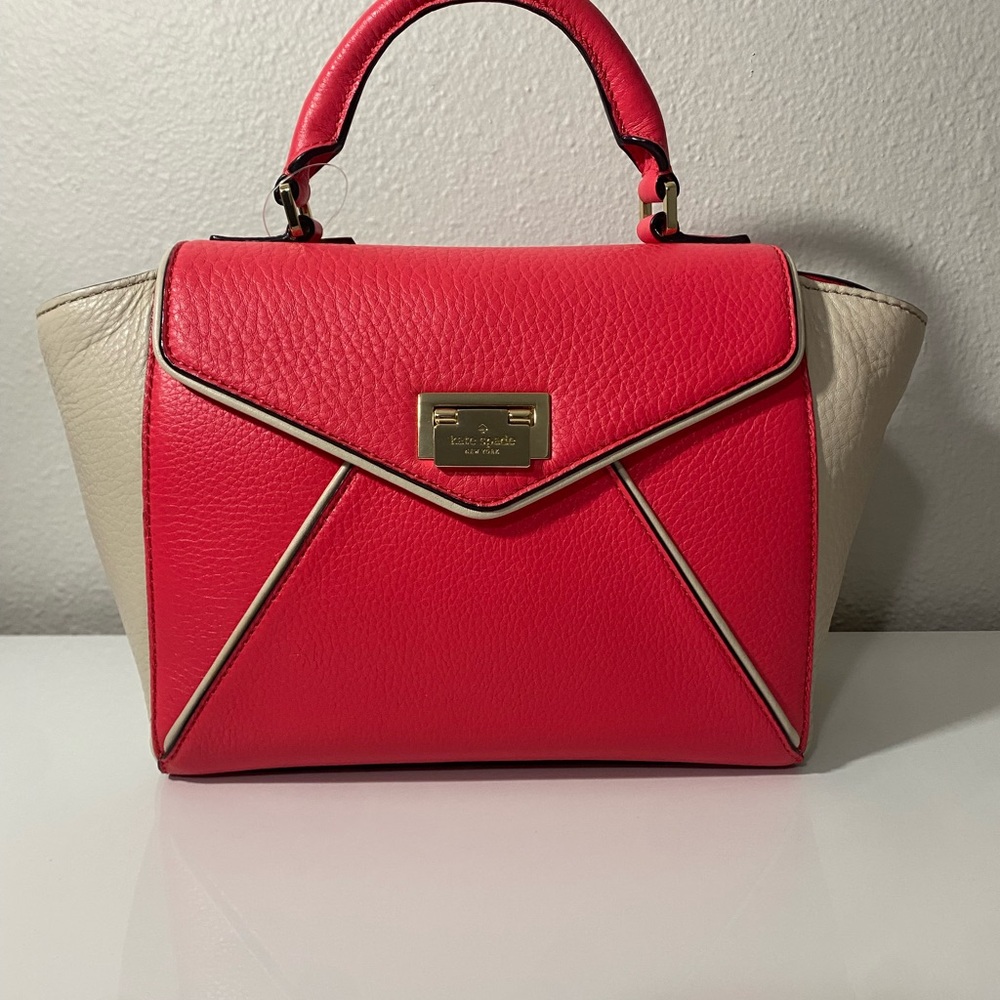 Kate Spade Red and Cream Crossbody Bag with Gold Clasp